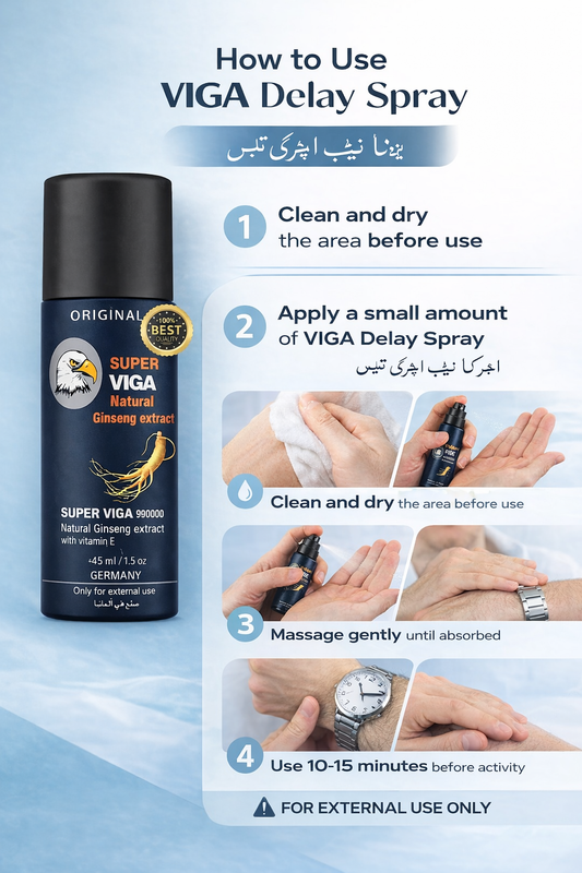 Super Viga Delay Spray Body Oil for Men – Absorbent Watery Texture | Timing Control | 1× Original Pack
